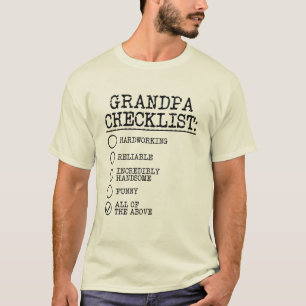 Funny Grandpa Checklist Hardworking Geweldige T-shirt