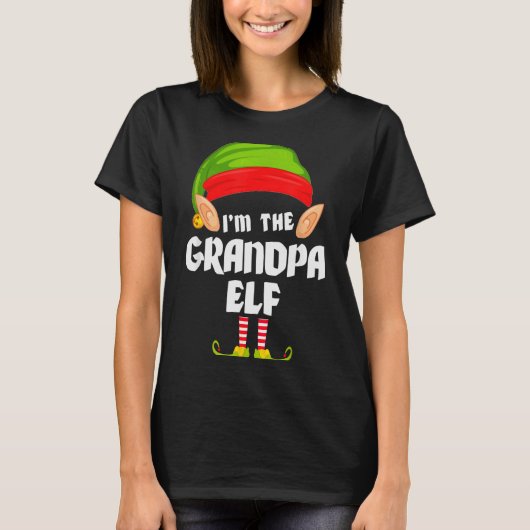 Funny Grandpa Elf Matching Family Group Pj Christm T-shirt (Voorkant)
