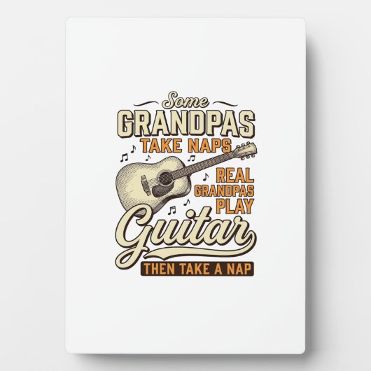 Funny Grandpa Guitar Vintage Engraving Shirt Desig Fotoplaat (voorkant)