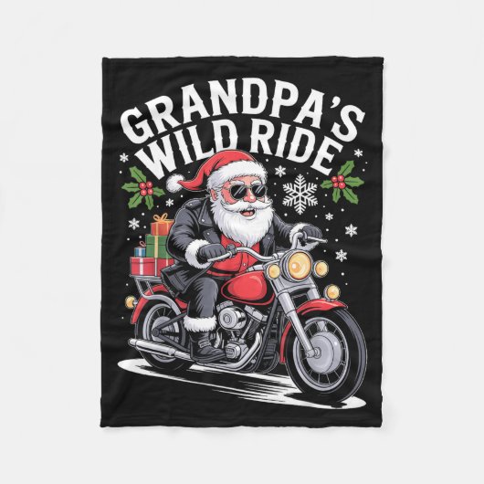 Funny Grandpa's Biker Ride Christmas Motorcycle Sa Fleece Deken (Voorkant)