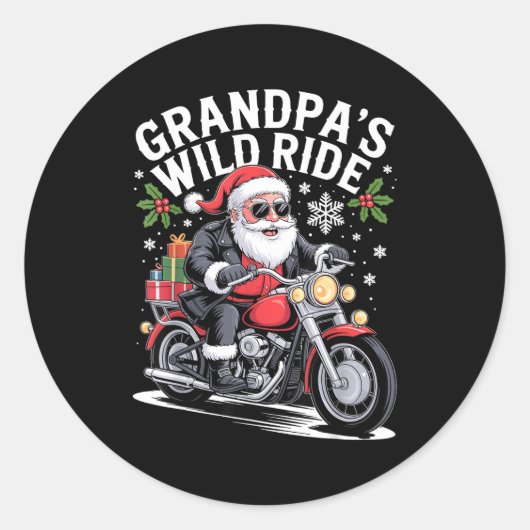Funny Grandpa's Biker Ride Christmas Motorcycle Sa Ronde Sticker (Voorkant)