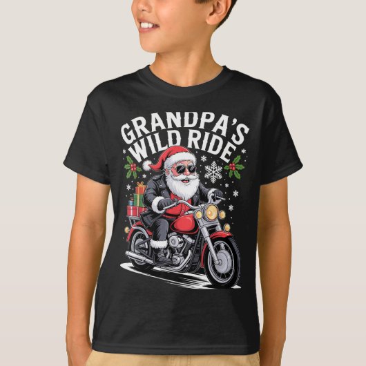 Funny Grandpa's Biker Ride Christmas Motorcycle Sa T-shirt (Voorkant)