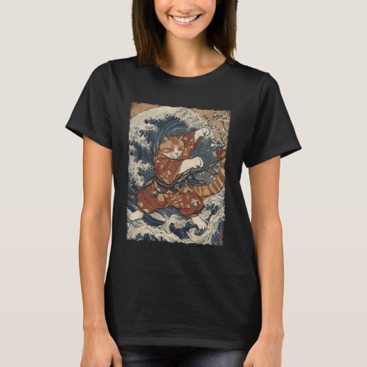 Funny Graphic Cat Japanese Anime T-shirt (Voorkant)