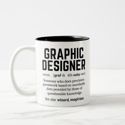 Funny Graphic Designer Dictionary Definition, Gift Tweekleurige Koffiemok (Links)