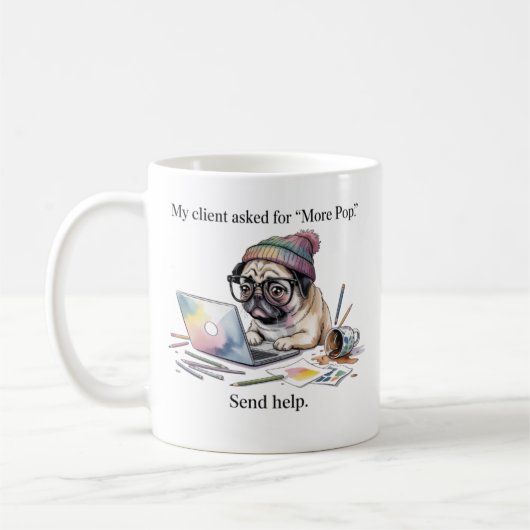 Funny Graphic Designer Mug Pug More Pop Gift for D Koffiemok (Links)