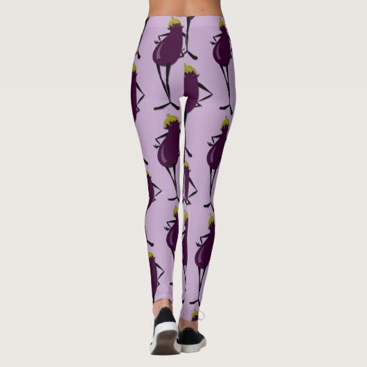FUNNY GRAPHIC EGGPLANT LADY PATTERN LEGGINGS (Achterkant)