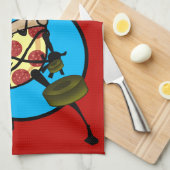 FUNNY GRAPHIC NINJA PIZZA RED KITCHEN DISH TOWEL THEEDOEK (Quarter Fold)
