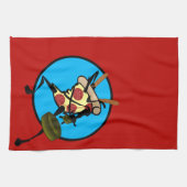 FUNNY GRAPHIC NINJA PIZZA RED KITCHEN DISH TOWEL THEEDOEK (Horizontaal)