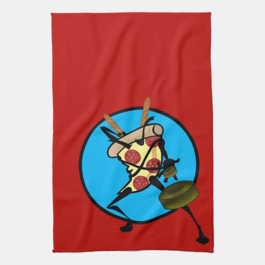 FUNNY GRAPHIC NINJA PIZZA RED KITCHEN DISH TOWEL THEEDOEK (Verticaal)