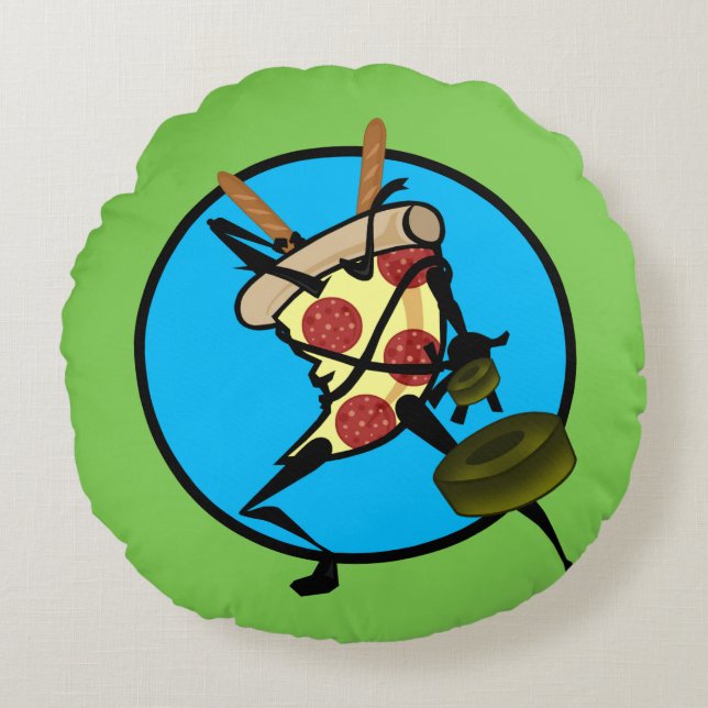 FUNNY GRAPHIC NINJA PIZZA ROUND SIERKUSSEN ROND KUSSEN (Voorkant)