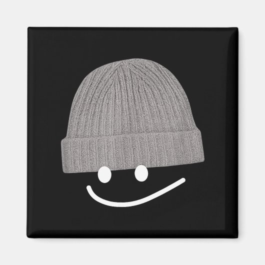 Funny Graphic Smile Face Men Women Cute Wool Hat W Magneet (Voorkant)