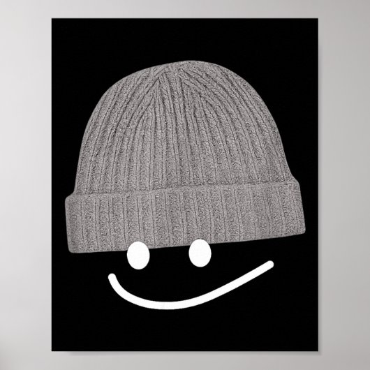 Funny Graphic Smile Face Men Women Cute Wool Hat W Poster (Voorkant)