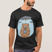 Funny Graphic T-shirt Capybara Selfie met UFO's Ra (Voorkant)