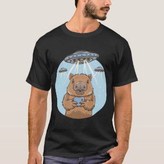 Funny Graphic T-shirt Capybara Selfie met UFO's Ra