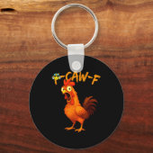 Funny Graphic Tee Chicken Humor Quote Rooster Meme Sleutelhanger (Voorkant)