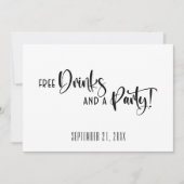 Funny Gratis Drinken Party Zwart-wit bruiloft Save The Date (Voorkant)