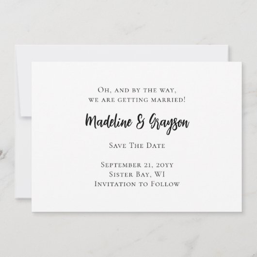 Funny Gratis Drinken Party Zwart-wit bruiloft Save The Date (Achterkant)