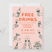 Funny Gratis drinken Retro Hedendaags Save The Date (Voorkant)