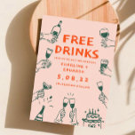 Funny Gratis drinken Retro Hedendaags Save The Date<br><div class="desc">Handpainting Funky Retro Hedendaags Save the Date</div>