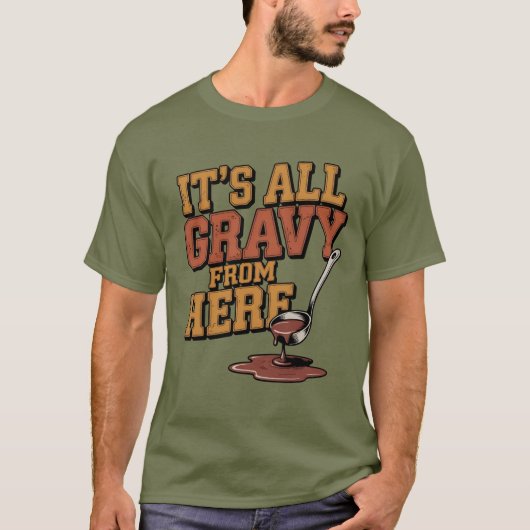 Funny Gravy Thanksgiving  - Retro Foodie Tee T-shirt (Voorkant)
