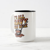 Funny Gravy Thanksgiving  - Retro Foodie Tee Tweekleurige Koffiemok (Voorkant links)