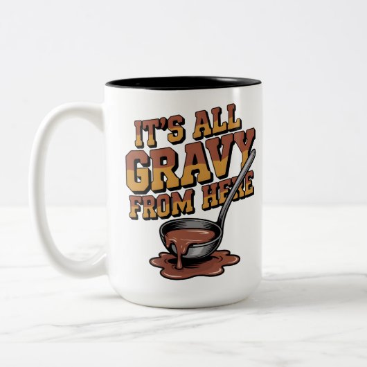 Funny Gravy Thanksgiving  - Retro Foodie Tee Tweekleurige Koffiemok (Links)