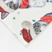 Funny Gray and White Tabby Cat Christmas Fleece Deken (Hoek)