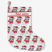 Funny Gray and White Tabby Cat Christmas Kleine Kerstsok (Voorkant)