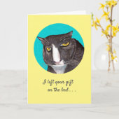 Funny Gray Cat Birthday Wenskaart Kaart (Gele Bloem)