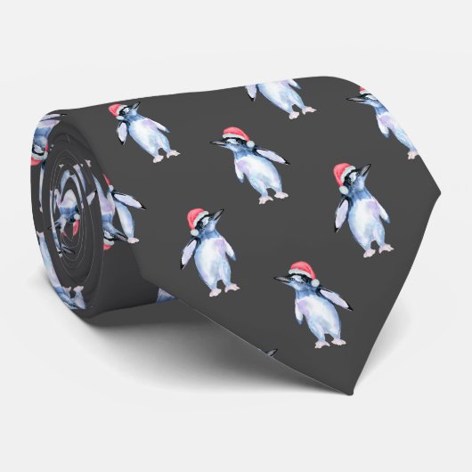 Funny Gray Penguin Dierenvriend Stropdas (Opgerold)