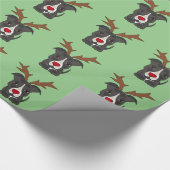 Funny Gray Pitbull Dog als kerstrenrenrender Cadeaupapier (Hoek)