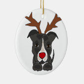Funny Gray Pitbull Dog als kerstrenrenrender Keramisch Ornament (Rechts)