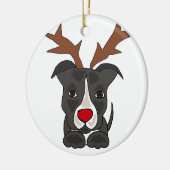 Funny Gray Pitbull Dog als kerstrenrenrender Keramisch Ornament (Links)