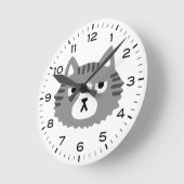 Funny Gray Tabby Cat Grouchy Cat Ronde Klok (Hoek)