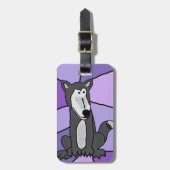 Funny Gray Wolf Art Bagagelabel (Voorkant verticaal)