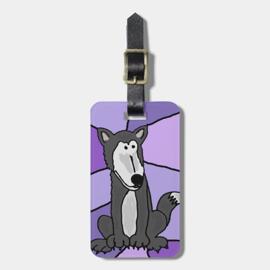 Funny Gray Wolf Art Bagagelabel (Voorkant verticaal)