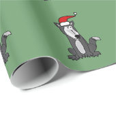 Funny Gray Wolf in Santa Hat Cadeaupapier (Rol Hoek)
