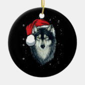 Funny Gray Wolf Kerstkerstkerstkerstkerstkerstkleu Keramisch Ornament (Voorkant)
