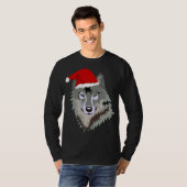 Funny Gray Wolf Kerstkerstkerstkerstkerstkerstkleu T-shirt (Voorkant volledig)