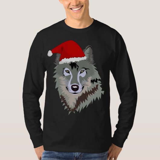 Funny Gray Wolf Kerstkerstkerstkerstkerstkerstkleu T-shirt (Voorkant)