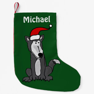 Funny Gray Wolf kerststop Kleine Kerstsok