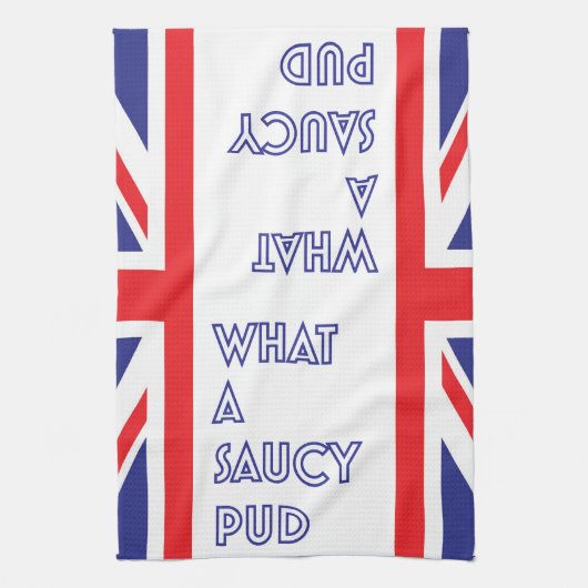 Funny Great British Bake van Saucy Pud Theedoek (Verticaal)