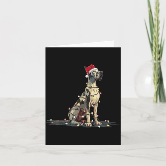 Funny Great Dane Christmas Graphics Dog Lights Lov Kaart (Voorkant)