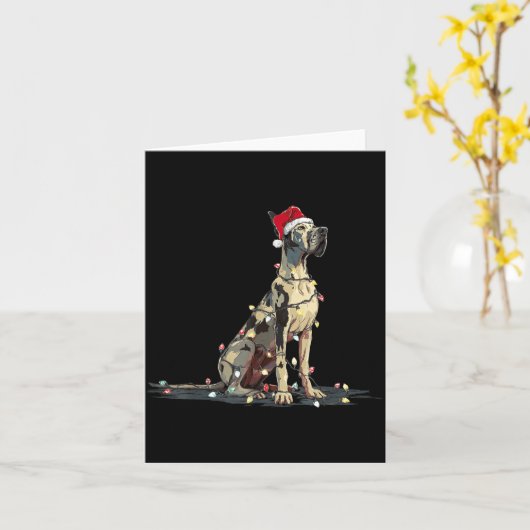 Funny Great Dane Christmas Graphics Dog Lights Lov Kaart (Gele Bloem)