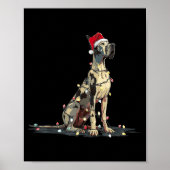 Funny Great Dane Christmas Graphics Dog Lights Lov Poster (Voorkant)