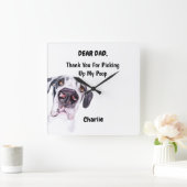 Funny Great Dane Dad Waterverf Canine Art Vierkante Klok (Huis)