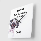 Funny Great Dane Dad Waterverf Canine Art Vierkante Klok (Hoek)