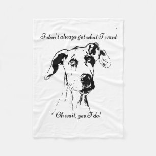 Funny Great Dane Dog Quote Fleece Deken
