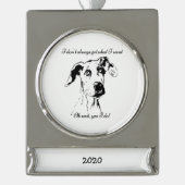 Funny Great Dane Dog Quote Verzilverd Banner Ornament (Voorkant)