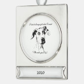 Funny Great Dane Dog Quote Verzilverd Banner Ornament (Links)